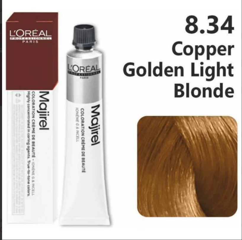 LOREAL MAJIREAL  COLOR COPPER GOLDEN LIGHT BLONDE 8.34