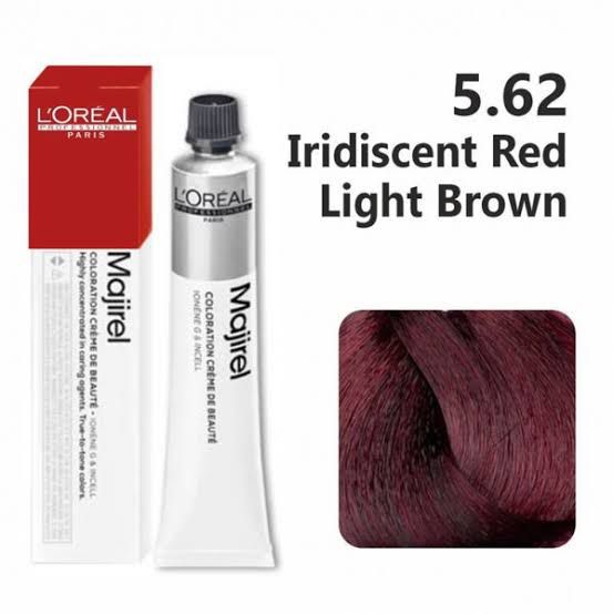 LOREAL MAJIREAL COLOR IRIDISCENT RED LIGHT BROWN 5.62