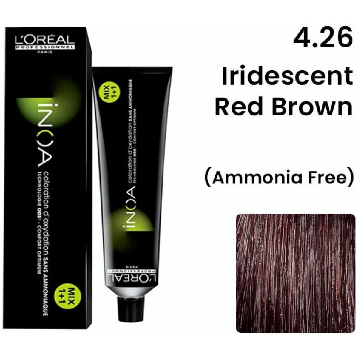 LOREAL INOA COLOR IRIDISCENT RED BROWN 4.26