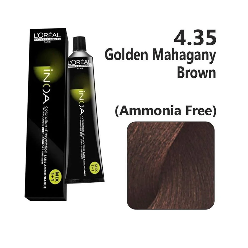 LOREAL INOA COLOR GOLDEN MAHOGANY BROWN 4.35