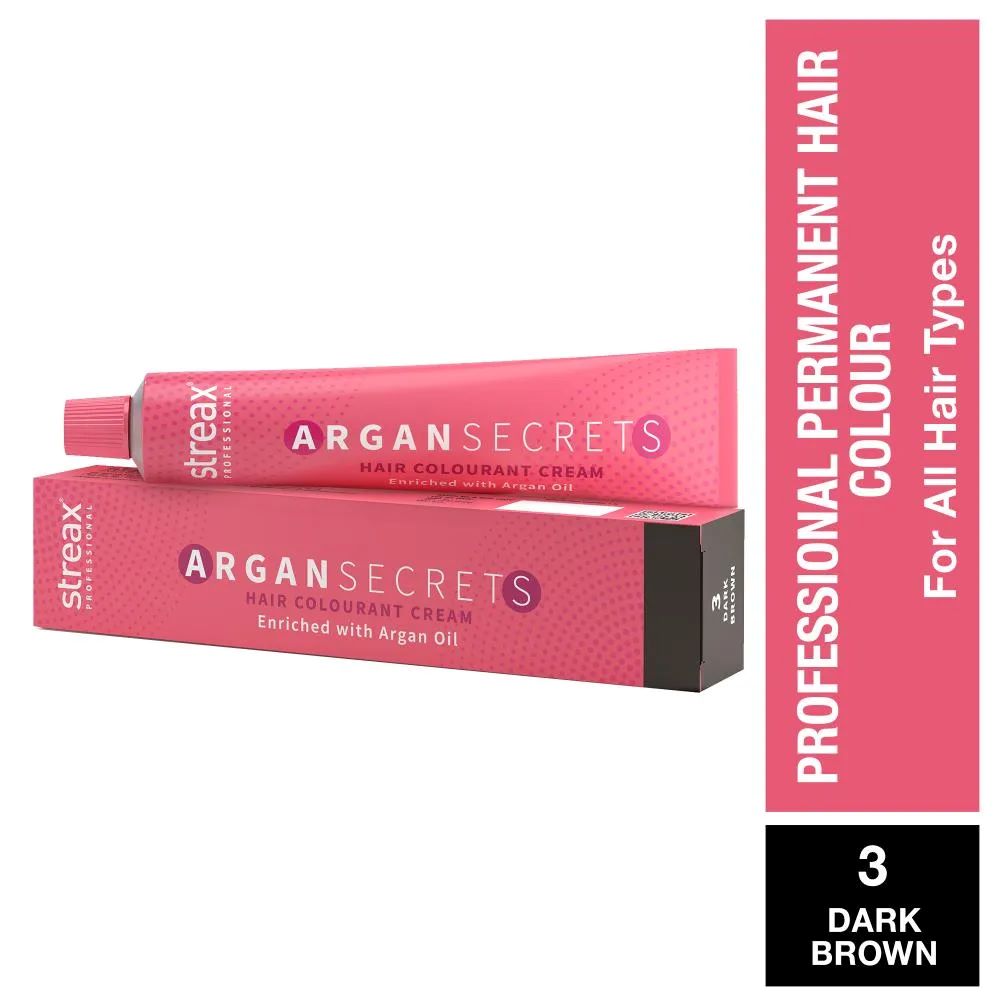 Streax Professional Argan Secret Hair Colourant Cream - Dark Brown 3 (60 gm)