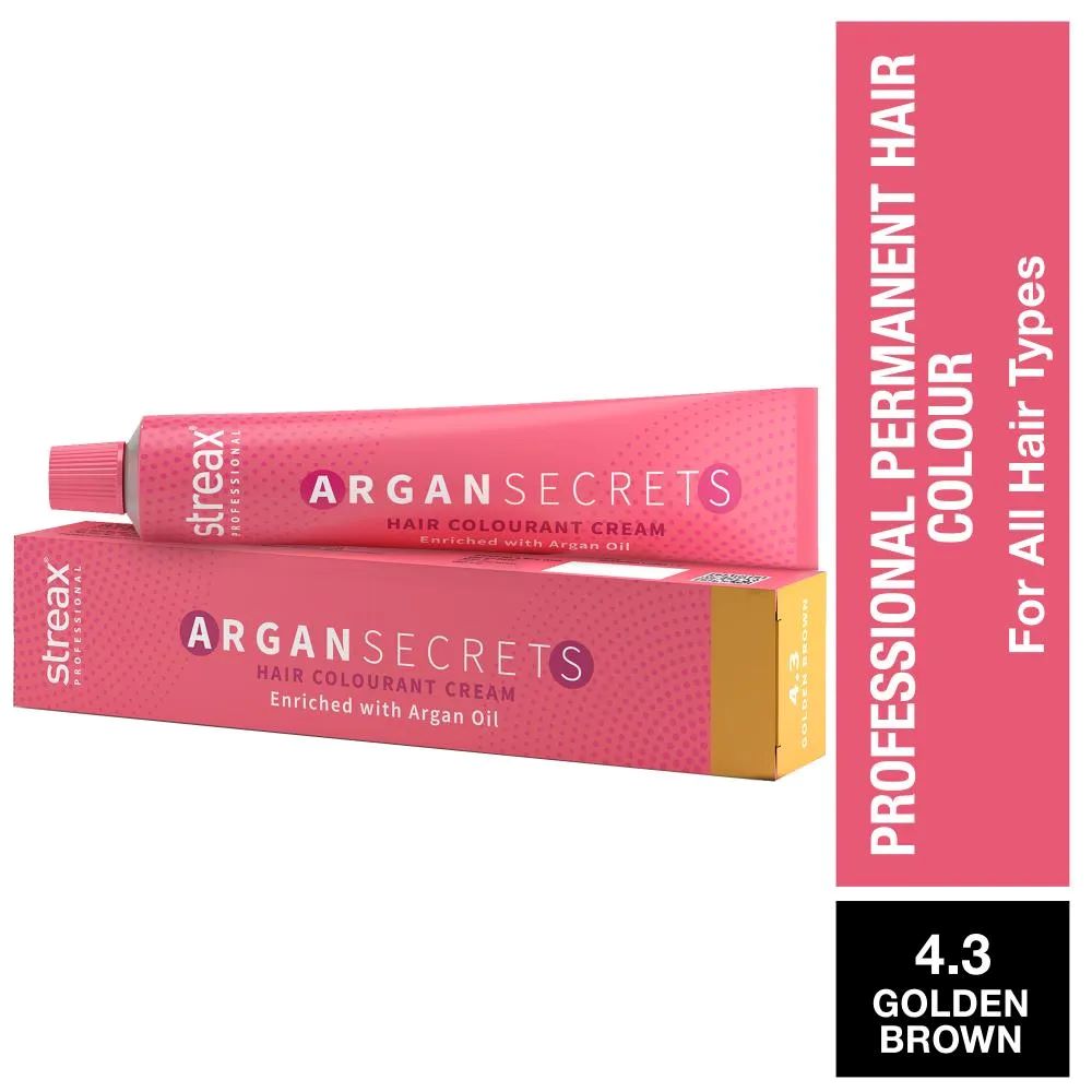 Streax Professional Argan Secret Hair Colourant Cream - Golden Brown 4.3 (60 gm)