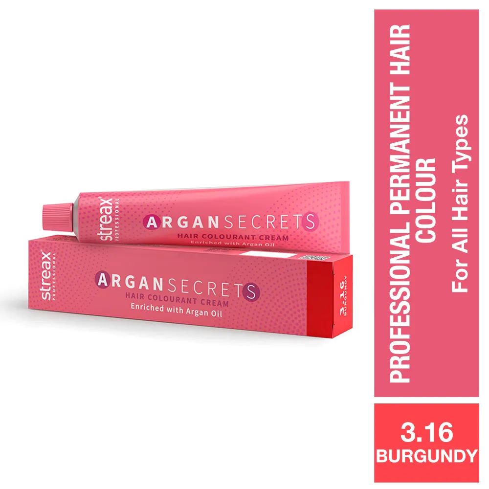 Streax Professional Argan Secret Hair Colourant Cream - Burgundy  3.16 (60 gm)