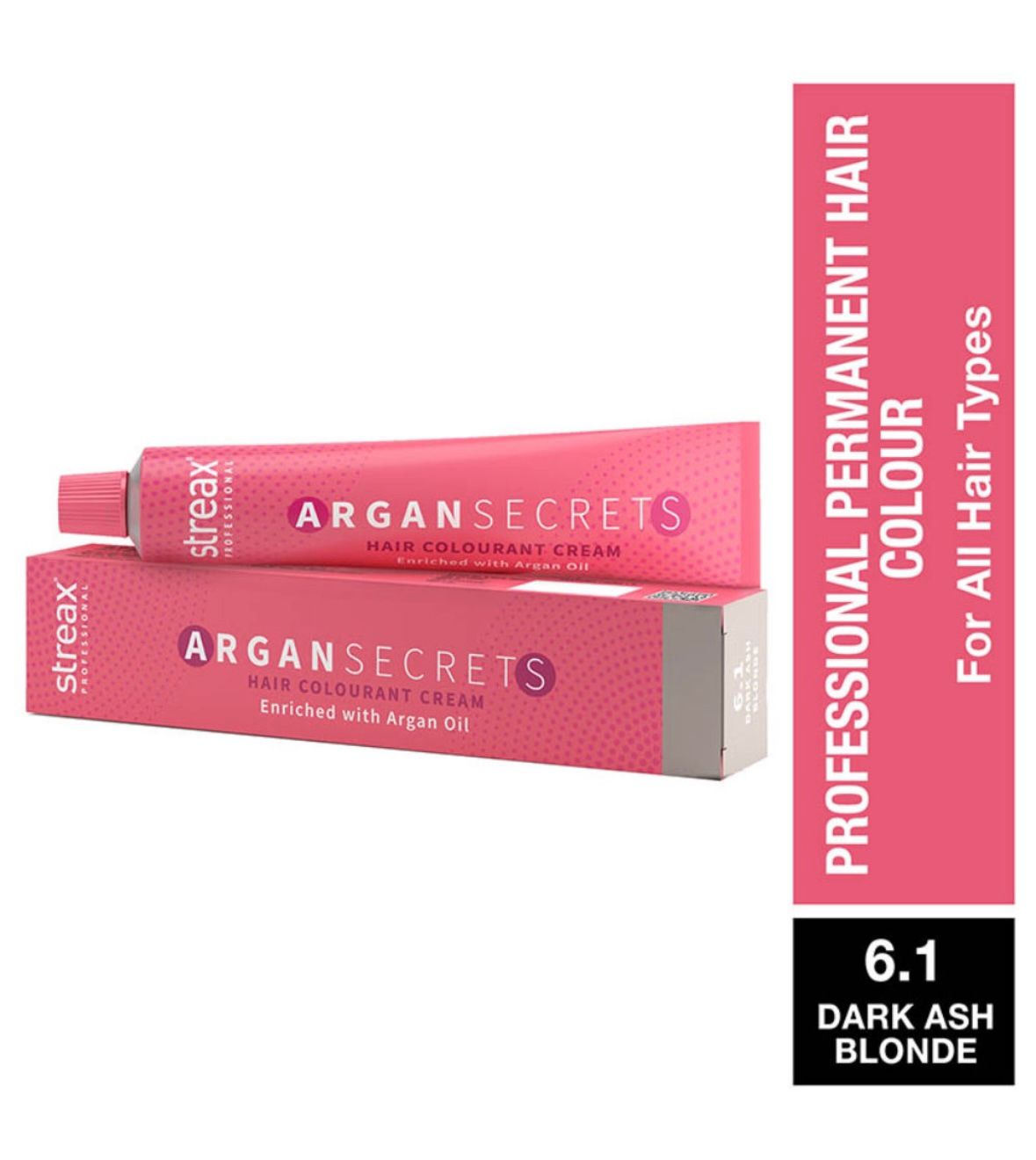 Streax Professional Argan Secret Hair Colourant Cream - Dark Ash Blonde 6.1 (60 gm)