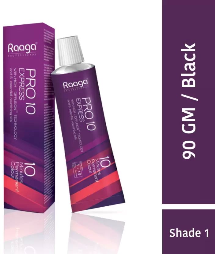 Raaga Professional Pro 10 Express Permanent Hair Color, Black 1