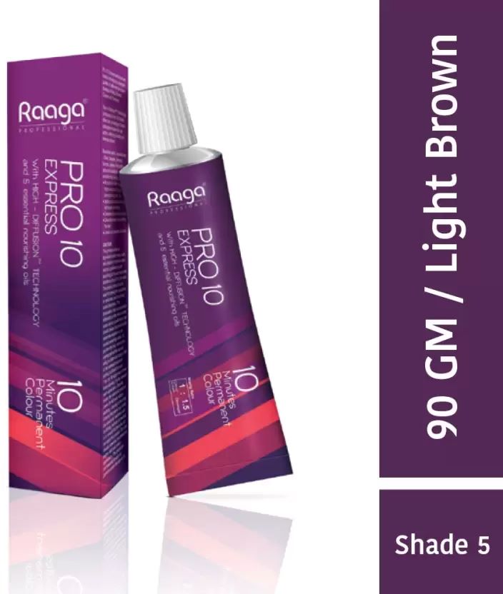 Raaga Professional Pro 10 Express Permanent Hair Color, Light Brown 5