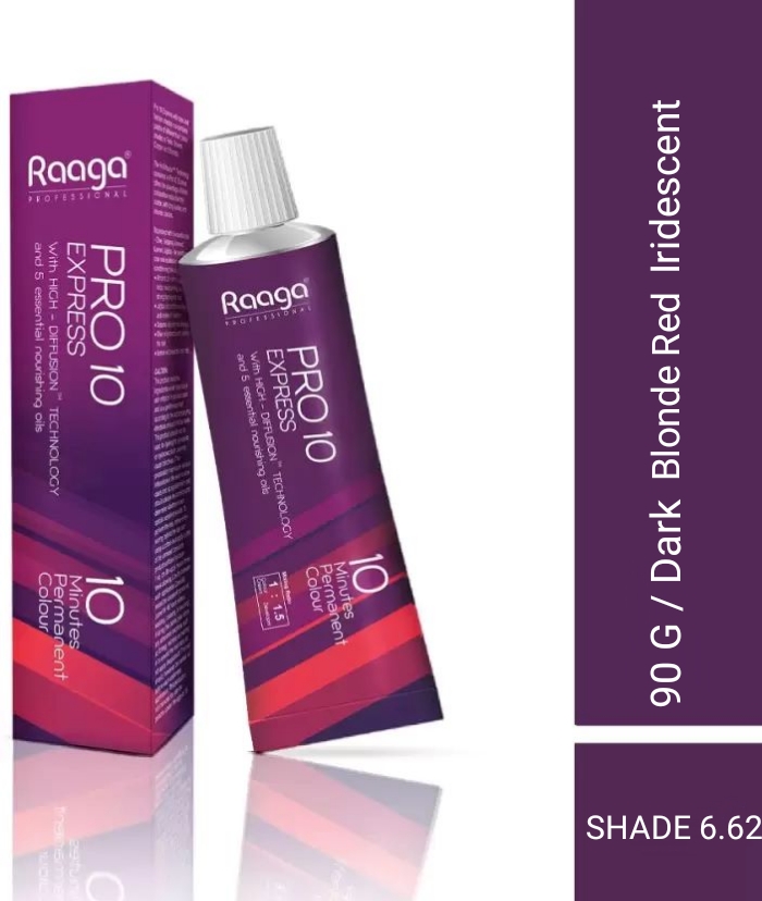 Raaga Professional Pro 10 Express Permanent Hair Color, Dark Blonde Iridescent Red Reflect 6.62