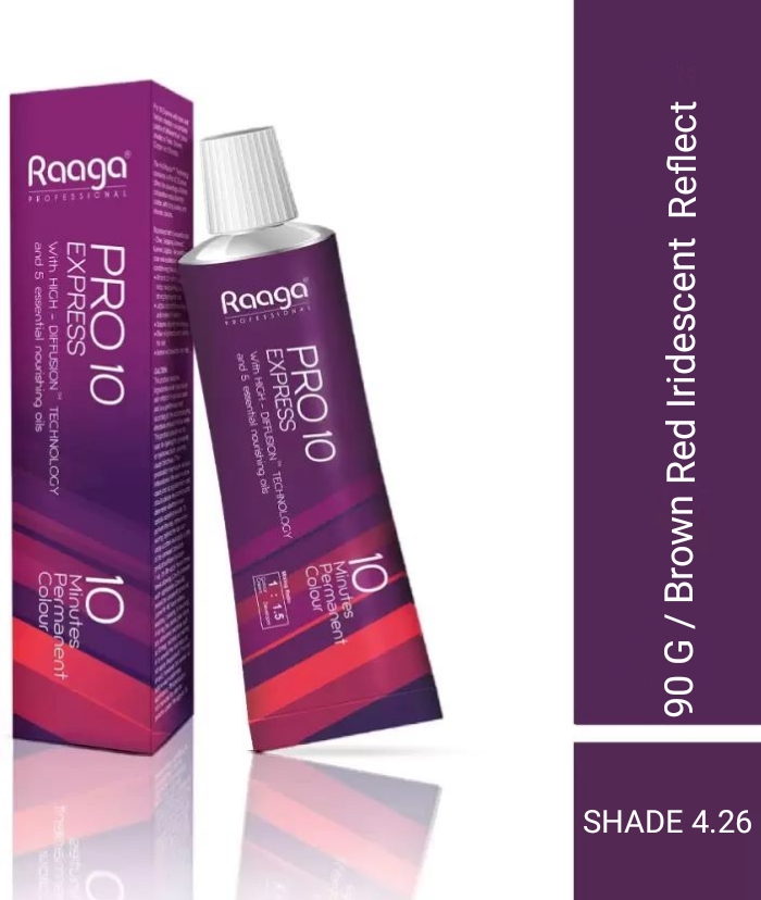 Raaga Professional Pro 10 Express Permanent Hair Color, Brown Red Iridescent Reflect 4.26