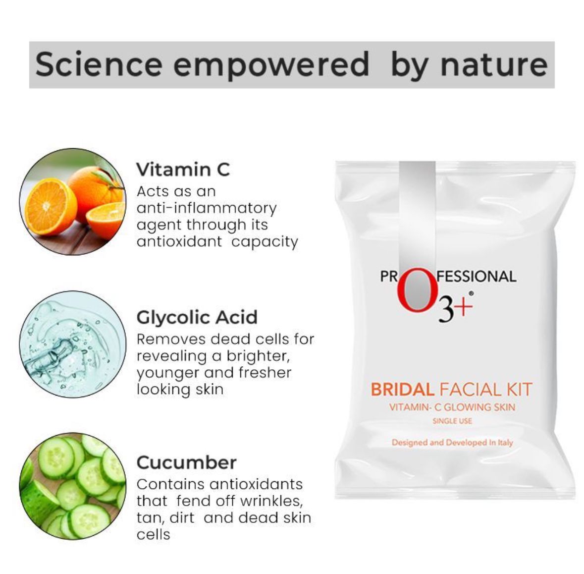 O3+ Bridal Facial Kit Vitamin C Glowing Skin - Single Use (44gm+103ml) hover