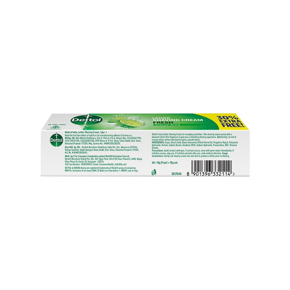 Dettol Fresh Lather Shaving Cream, (78gm) hover