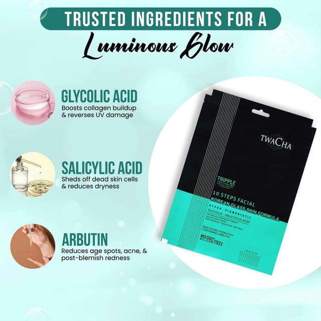 TWACHA  KOREAN GLASS SKIN FORMULA, FACIAL KIT (10 STAPS)