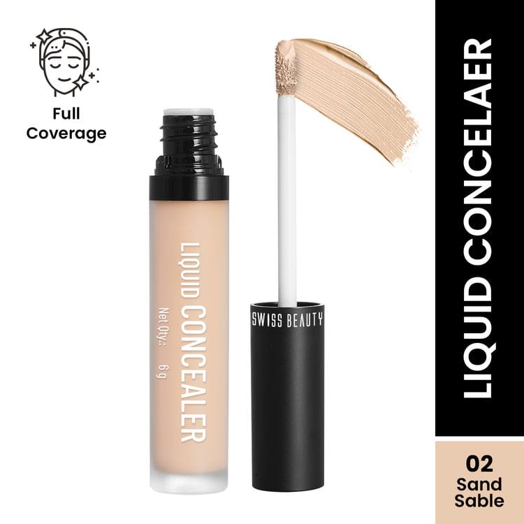 Swiss beauty Full Coverage Liquid Concealer With Jojoba Oil - 02 Sand Sable (5.6gm) SB1505