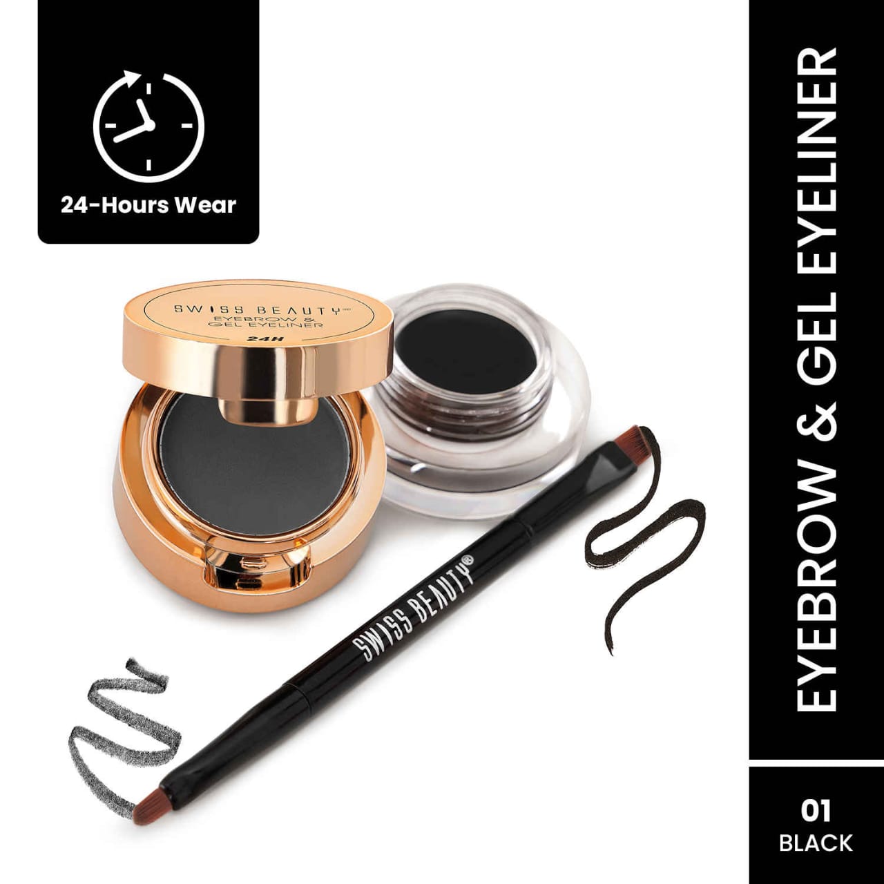 Swiss Beauty Eyebrow & Gel Eyeliner Black 2in1 (SB-925-01)