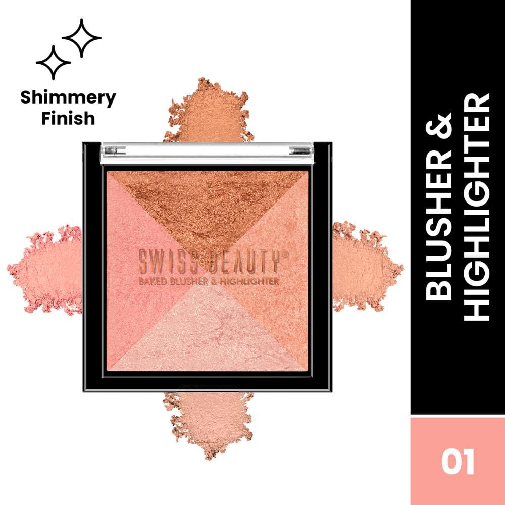 Swiss Beauty Baked Blusher & Highlighter 2in1 (SB-806-01)