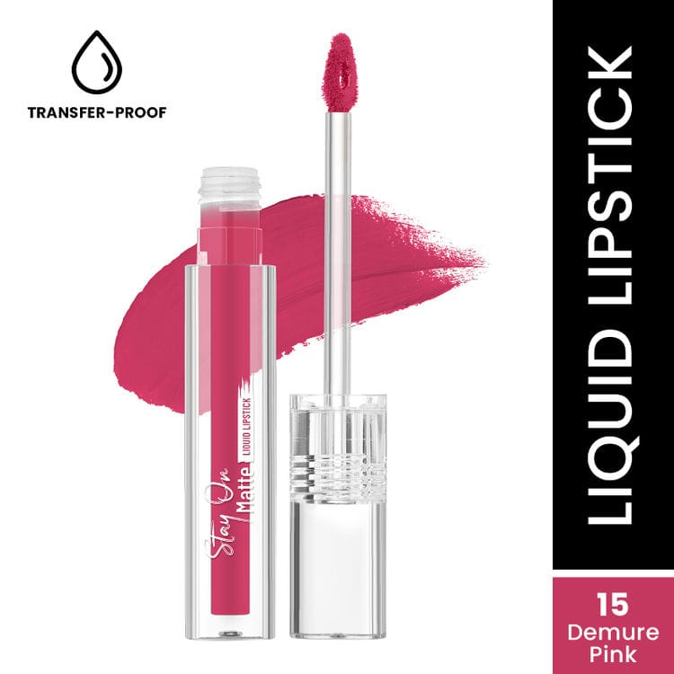 Swiss Beauty Stay On Matte Liquid Lipstick-Demure Pink (LP14-15)