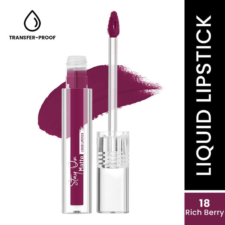 Swiss Beauty Stay On Matte Liquid Lipstick-Rich Berry (LP14-18)