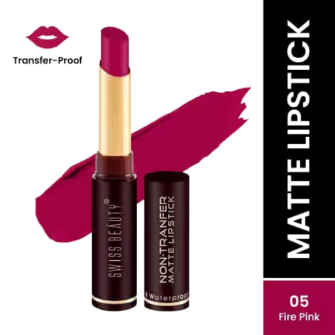 Swiss Beauty Non-transfer Matte Lipstick- Shade: Fire Pink (SB:209:5)