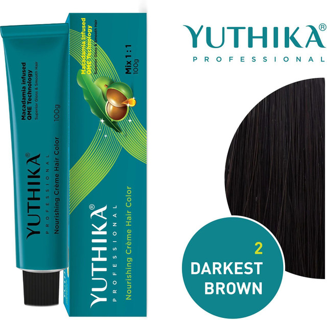Yuthika Ammonia Free cream Hair Colour Darkest Brown 2(100g)