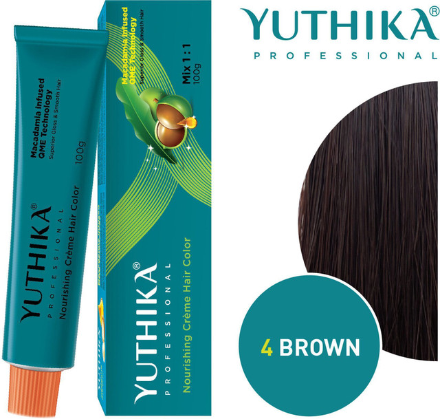 Yuthika Ammonia Free cream Hair Colour Brown 4(100g)