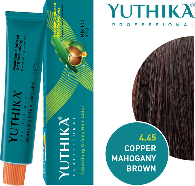 Yuthika Ammonia Free cream Hair Colour Copper Mahogancy Brown 4.45 (100g)